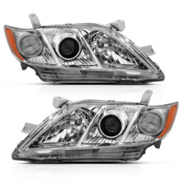 Picture of ANZO 2007-2009 Toyota Camry Projector Headlight Chrome Amber OE Replacement
