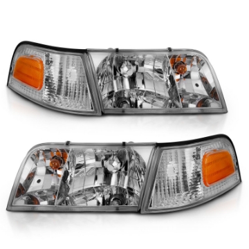 Picture of ANZO 1998-2005 Ford Crown Victoria Crystal Headlight Chrome With Bumper Light OE