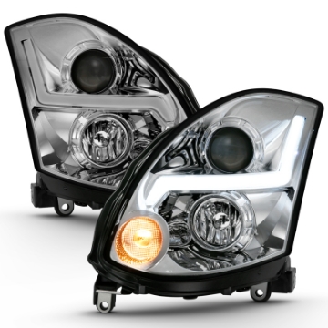 Picture of ANZO 2003-2007 Infiniti G35 Projector Headlight Plank Style Black HID Compatible, No HID Kit 