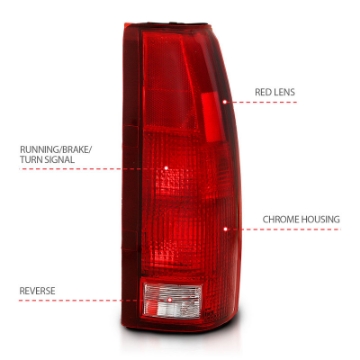 Picture of ANZO 1988-1999 Chevy C1500 Taillight Red-Clear Lens OE Replacement