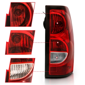 Picture of ANZO 2004-2007 Chevy Silverado Taillight Red-Clear Lens w-Black Trim OE Replacement