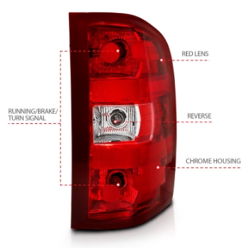 Picture of ANZO 2007-2013 Chevy Silverado Taillight Red-Clear Lens OE Replacement