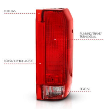Picture of ANZO 1992-1996 Ford Bronco Taillight Red-Clear Lens OE Replacement