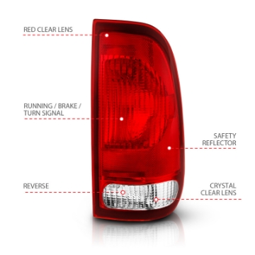 Picture of ANZO 1997-2003 Ford F-150 Taillight Red-Clear Lens OE Replacement