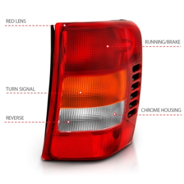 Picture of ANZO 1999-2004 Jeep Grand Cherokee Taillight Red-Clear Lens OE Replacement