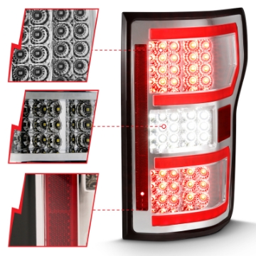 Picture of ANZO 2018-2019 Ford F-150 LED Taillight Chrome Red Light Bar w- Sequential