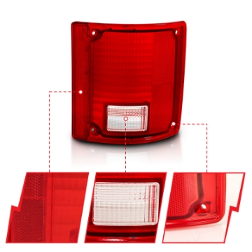 Picture of ANZO 1978-1991 Chevy Blazer Taillight Red-Clear Lens w-o Chrome Trim Fleetside OE Replacement