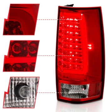 Picture of ANZO 2007-2014 Chevy Tahoe LED Taillight Plank Style Chrome With Red-Clear Lens