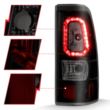Picture of ANZO 1999-2002 Chevy Silverado 1500 LED Taillights Plank Style Black w-Smoke Lens