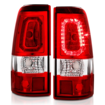 Picture of ANZO 1999-2002 Chevy Silverado 1500 LED Taillights Plank Style Chrome With Red-Clear Lens