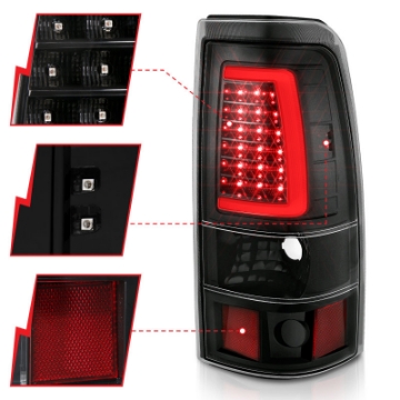 Picture of ANZO 1999-2002 Chevy Silverado 1500 LED Taillights Plank Style Black w-Clear Lens