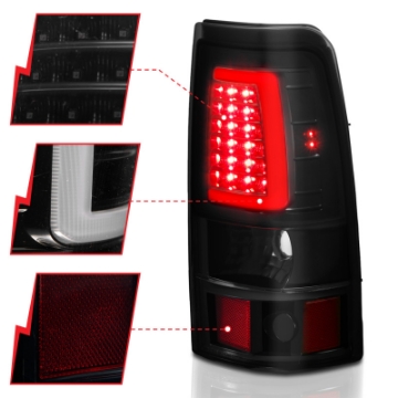 Picture of ANZO 1999-2002 Chevy Silverado 1500 LED Taillights Plank Style Black w-Smoke Lens