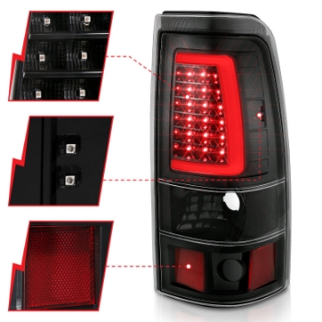 Picture of ANZO 2003-2006 Chevy Silverado 1500 LED Taillights Plank Style Black w-Clear Lens