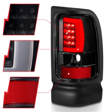 Picture of ANZO 1994-2001 Dodge Ram 1500 LED Taillights Plank Style Black w-Clear Lens