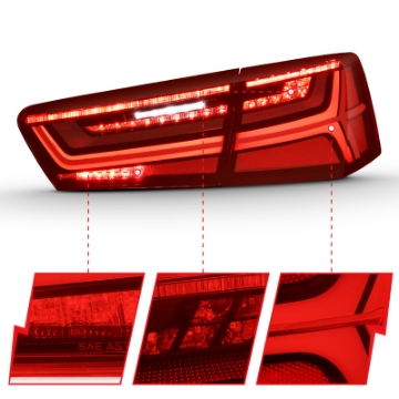 Picture of ANZO 2012-2018 Audi A6 LED Taillight Black Housing Red-Clear Lens 4 pcs Sequential Signal