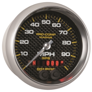 Picture of Autometer Marine Carbon Fiber 3-3-8in 100MPH GPS Speedometer Gauge