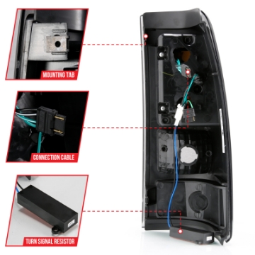 Picture of ANZO 1999-2000 Cadillac Escalade LED Taillights Black Housing Smoke Lens Pair