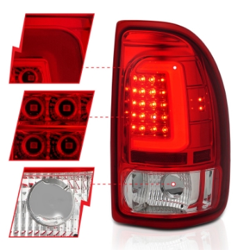 Picture of ANZO 1997-2004 Dodge Dakota LED Taillights Chrome Housing Red Lens Pair