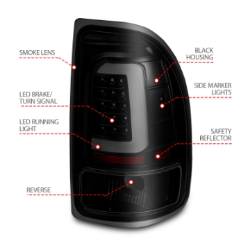 Picture of ANZO 1997-2004 Dodge Dakota LED Taillights Black Housing Smoke Lens Pair