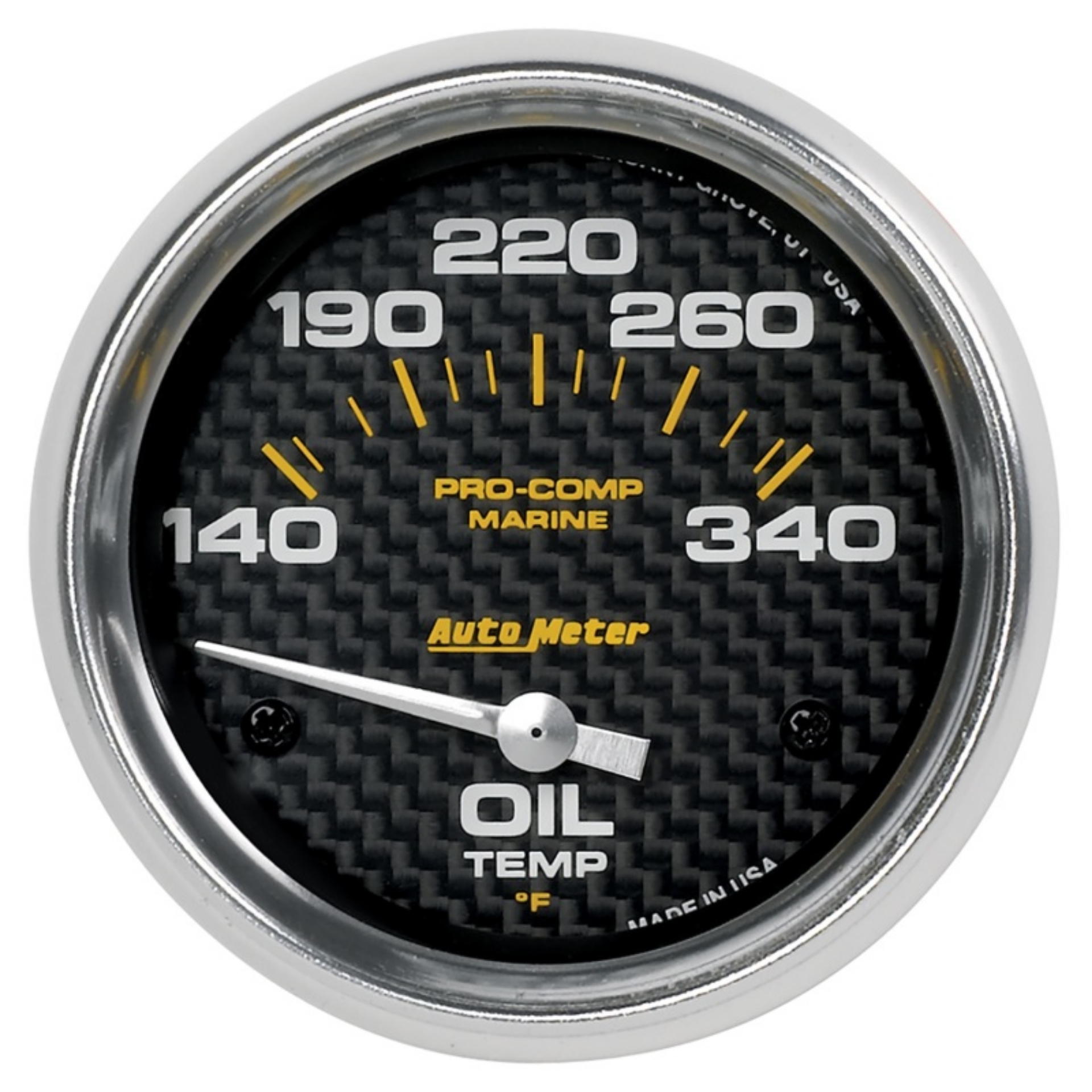 Picture of Autometer Marine Carbon Fiber Electric Oil Temperature Gauge 2-5-8in 140-300 Deg F