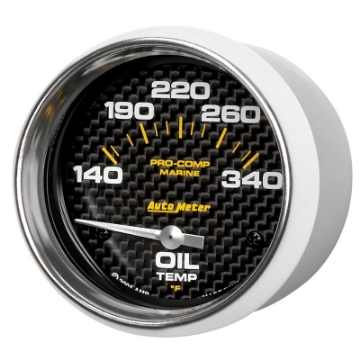 Picture of Autometer Marine Carbon Fiber Electric Oil Temperature Gauge 2-5-8in 140-300 Deg F