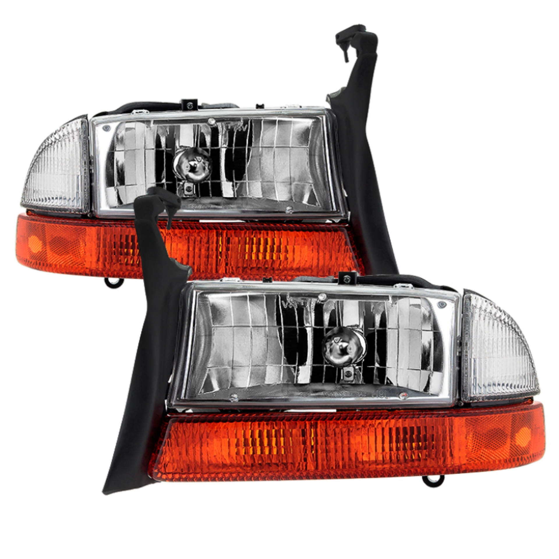 Picture of xTune Dodge Dakota 97-04 OEM Style Headlights w- Bumper Signal Lights - Chrome HD-JH-DDAK97-OE-SET