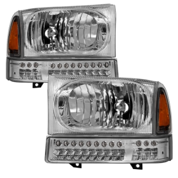 Picture of xTune Ford F250 F350 Superduty Excursion 99-04 OEM Style Headlights - Chrome HD-JH-FF25099-SET-LED-C