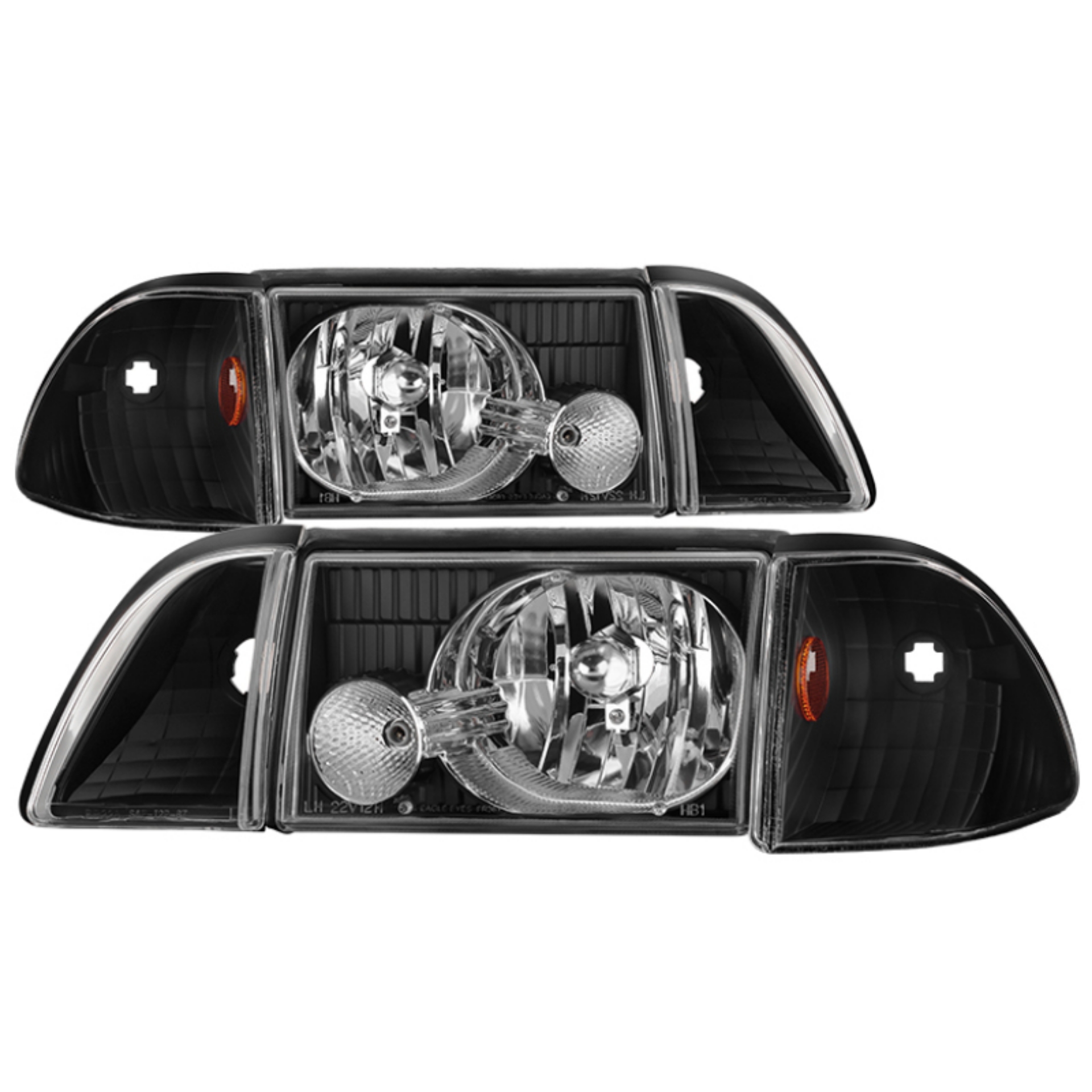 Picture of xTune Ford Mustang 87-93 OEM style Headlights 6pcs Amber - Black HD-JH-FM87-6PC-AM-BK