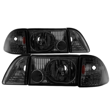 Picture of xTune Ford Mustang 87-93 OEM style Headlights 6pcs Amber - Smoked HD-JH-FM87-6PC-AM-SM