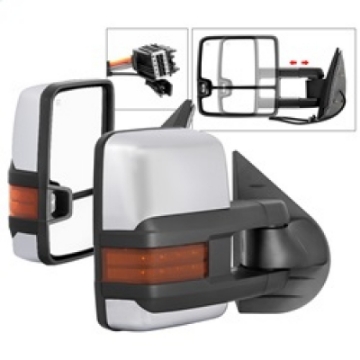 Picture of xTune Chevy Silverado 07-13 Heated Amber LED Signal Mirrors Chrome MIR-CSIL07S-G3C-PWH-AM-SET