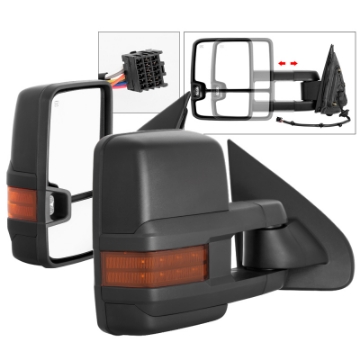Picture of xTune Chevy Silverado 14-16 Heated Amber LED Signal Telescoping Mirrors MIR-CSIL14S-G2-PWH-AM-SET