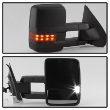 Picture of xTune Chevy Silverado 14-16 Heated Amber LED Signal Telescoping Mirrors MIR-CSIL14S-G2-PWH-AM-SET