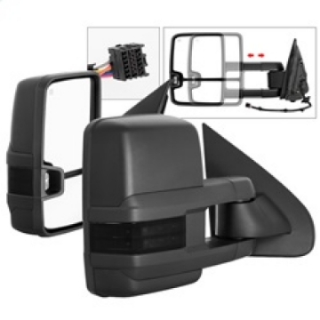 Picture of xTune Chevy Silverado 14-16 Heated Smoke LED Signal Telescoping Mirrors MIR-CSIL14S-G2-PWH-SM-SET
