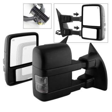 Picture of xTune Ford SuperDuty 08-15 Extendable Heated Mirrors w- LED Signal Smoke MIR-FDSD08S-PW-SM-SET