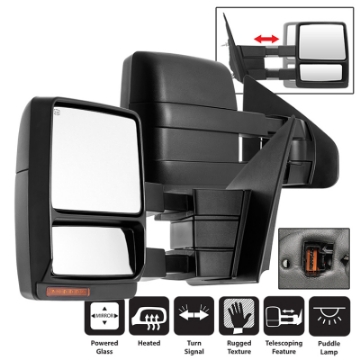 Picture of xTune Ford F150 04-06 POWER Heated Amber LED Signal Telescoping Mirror SET MIR-FF15004S-PWH-AM-SET