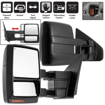 Picture of xTune Ford F-150 07-14 Heated Amber LED Signal Telescoping Mirror - SET MIR-FF15007S-PWH-AM-SET