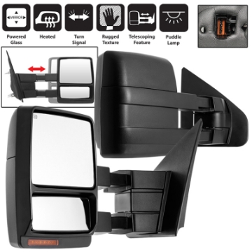 Picture of xTune Ford F-150 07-14 Heated Amber LED Signal Telescoping Mirror - SET MIR-FF15007S-PWH-AM-SET
