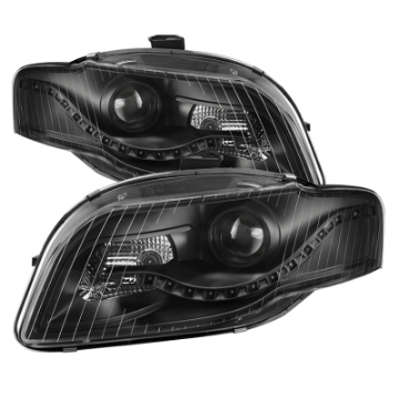 Picture of xTune Audi A4 06-08 Projector Headlights - Halogen Model Only - DRL LED - Black PRO-JH-AA406-DRL-BK