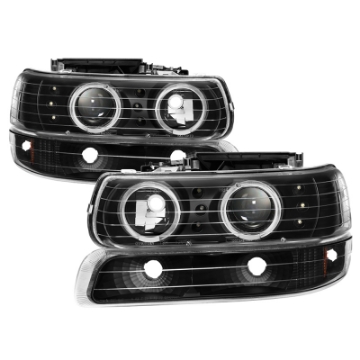 Picture of xTune Chevy Silverado 1500-2500 99-02 Bumper Projector Headlights - LED - Black PRO-JH-CSIL99-SET-BK