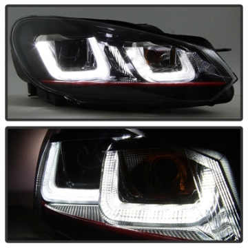 Picture of Spyder Volkswagen Golf - GTI 10-13 Version 3 Projector Headlights - Black PRO-YD-VG10V3R-DRL-BK