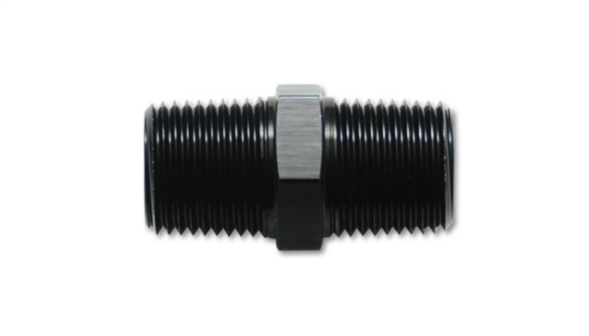 Picture of Vibrant 1-4in NPT x 1-4in NPT Straight Union Pipe Adapter Fitting - Aluminum