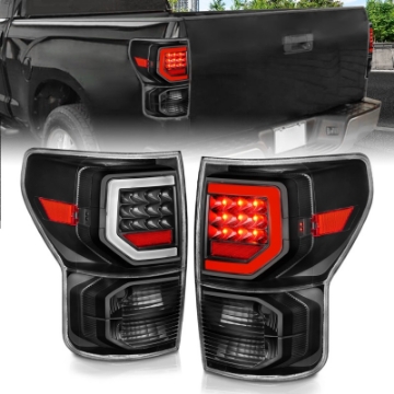 Picture of ANZO 07-11 Toyota Tundra Full LED Taillights Black Housing Clear Lens G2 w-C light Bars