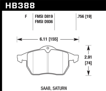 Picture of Hawk 99-02 Saab 9-3-99-04 Saab 9-5 D819 HPS Street Front Brake Pads