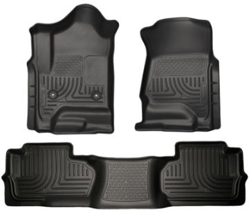 Picture of Husky Liners 14 Chevrolet Silverado-GMC Sierra Dbl Cab WeatherBeater Black Front&2nd Seat Floor Line
