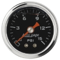 Picture of Autometer AutoGage 1-5in Liquid Filled Mechanical 0-15 PSI Fuel Pressure Gauge - Black