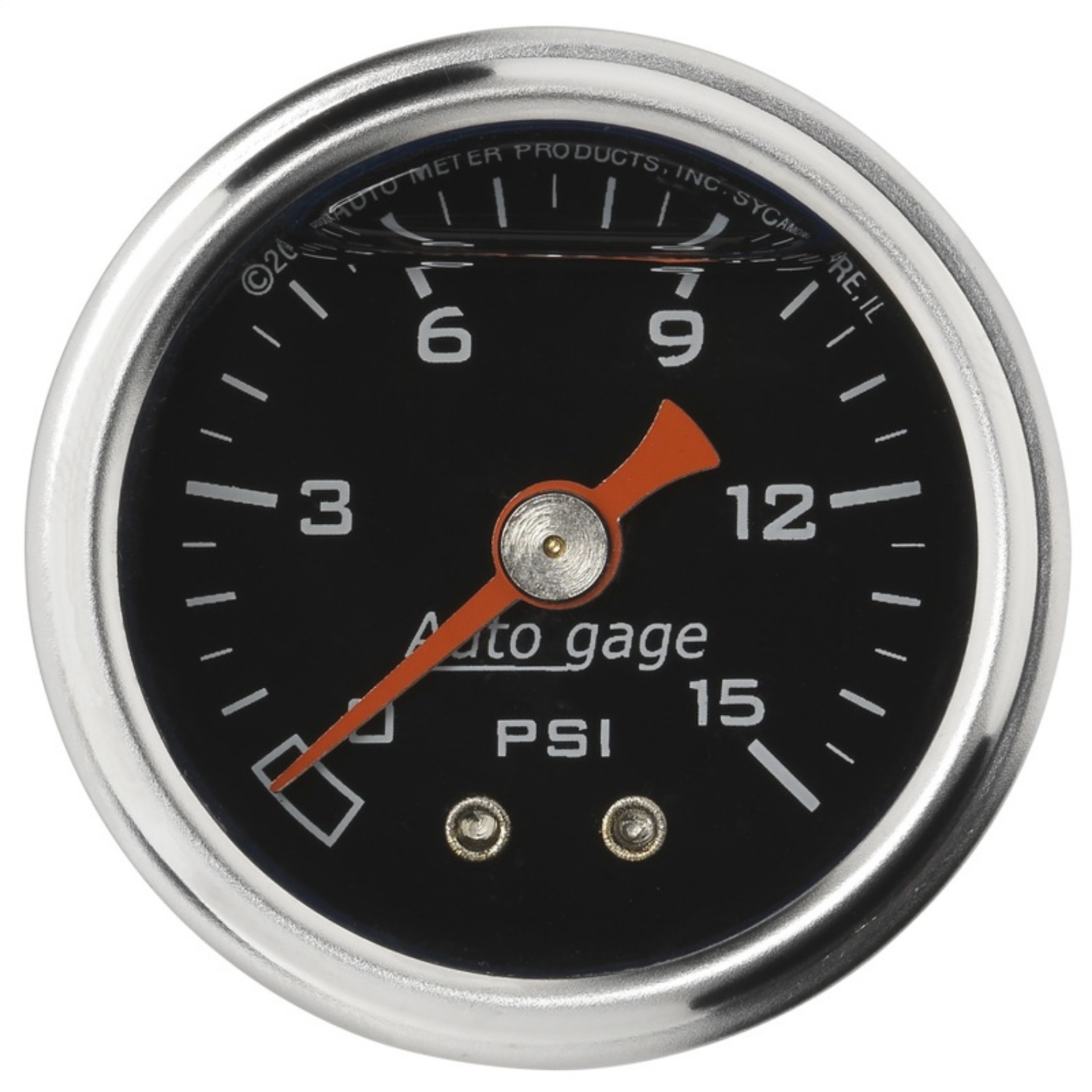 Picture of Autometer AutoGage 1-5in Liquid Filled Mechanical 0-15 PSI Fuel Pressure Gauge - Black