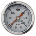 Picture of Autometer AutoGage 1-5in Liquid Filled Mechanical 0-60 PSI Fuel Pressure Gauge - White