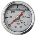 Picture of Autometer AutoGage 1-5in Liquid Filled Mechanical 0-60 PSI Fuel Pressure Gauge - Silver