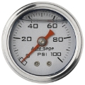 Picture of Autometer AutoGage 1-5in Liquid Filled Mechanical 0-100 PSI Fuel Pressure Gauge - Silver
