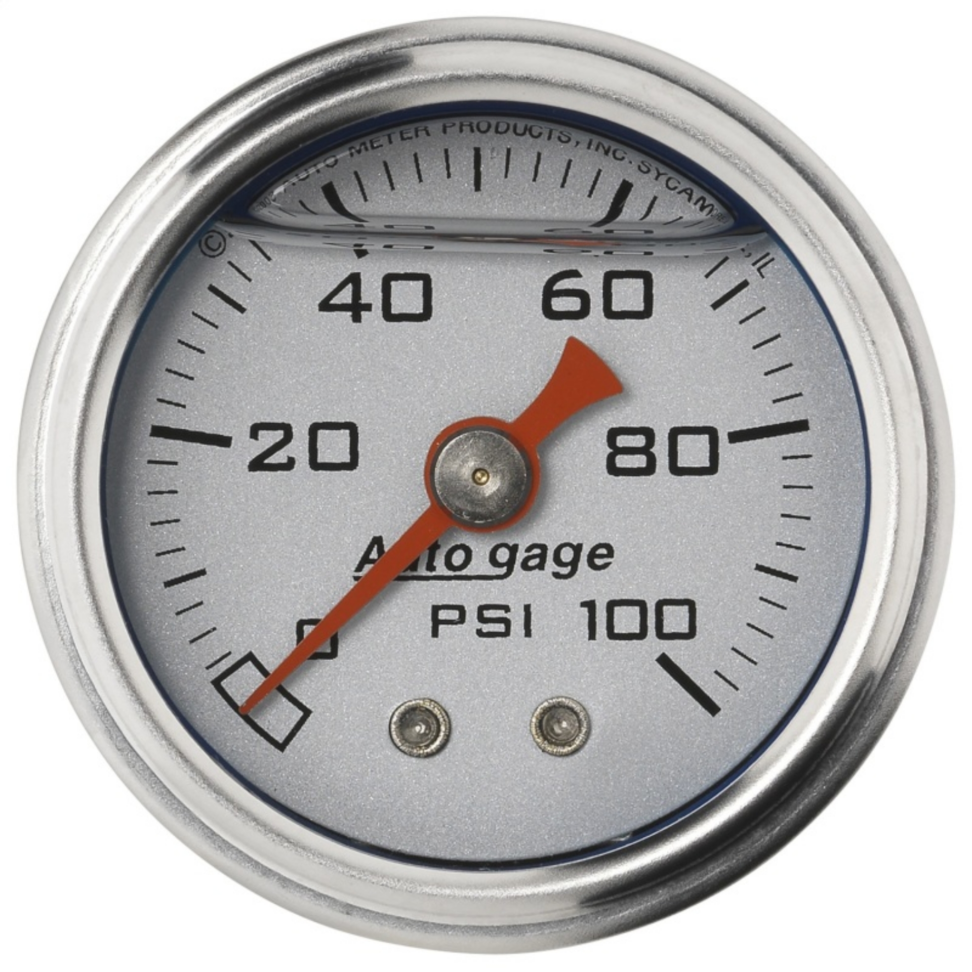 Picture of Autometer AutoGage 1-5in Liquid Filled Mechanical 0-100 PSI Fuel Pressure Gauge - Silver